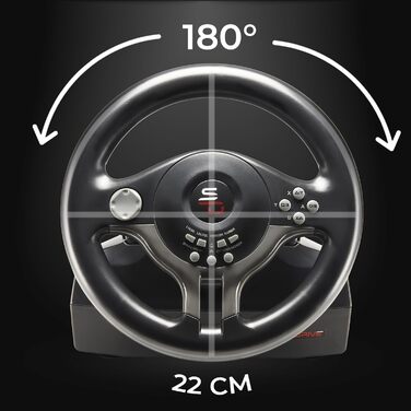 Руль гоночний Subsonic Superdrive SV250 з педалями та перемикачами для PS4, Xbox Series X/S, Xbox One, PC - діаметр 22 см, чорний