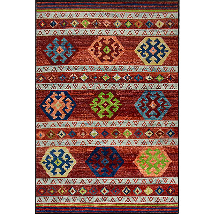 Вінтажний килим Jiyuhang Boho 160x230 см, квітковий медальйон, не ковзає, можна прати, короткий ворс (стиль B)