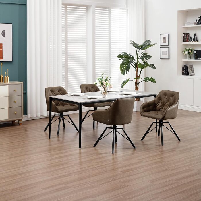 Крісло для їдальні WOLTU EZS61br-1 (8 шт.) з підлокітниками, штучна шкіра, металеві ніжки, коричневе