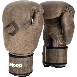 Шкіряні боксерські рукавички Overlord Old School - для тайського боксу, кікбоксингу, тренувань з боксу, спарингу (коричневий 10 12 14 )(10 унцій)