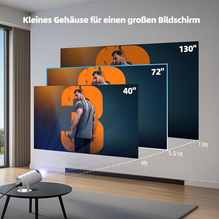 Портативний проєктор Mini Beamer 4K з WiFi6, Bluetooth 5.0 та Android 11.0. Підтримка HDMI, USB, Laptop для домашнього кінотеатру. Автоматичне вирівнювання зображення