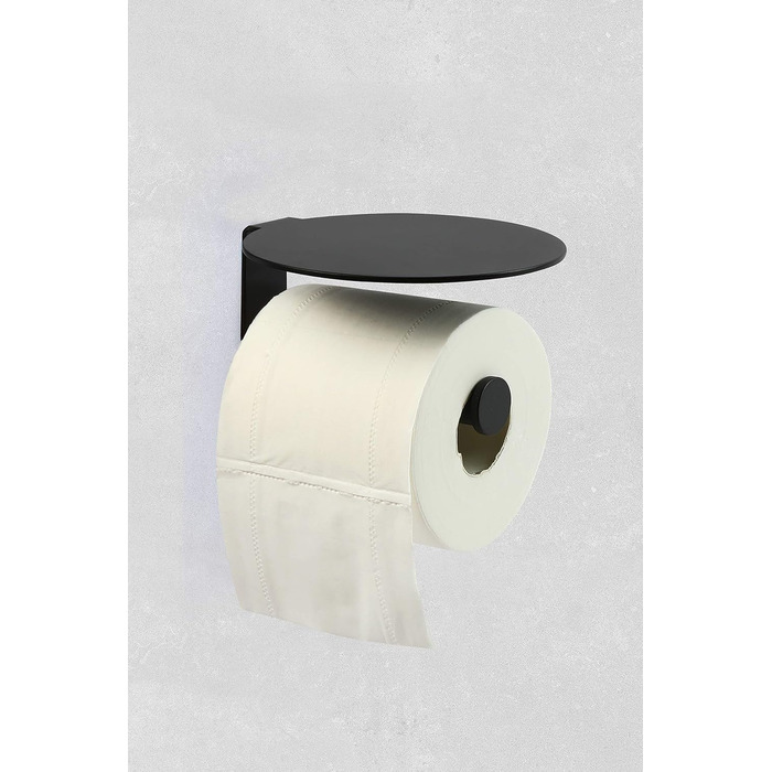 Тримач для туалетного паперу з полицею з нержавіючої сталі чорного кольору - Тримач для ванної кімнати Тримач для туалетного паперу Тримач рулону Туалетний папір Настінний унітаз (нержавіюча сталь (чорний))