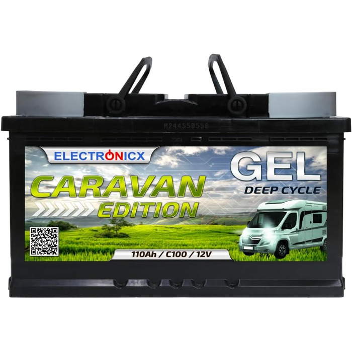 Гелева батарея 12 В 120 Ач Caravan Edition Сонячні батареї GEL Technology Батарея 12 В сонячна, сонячна батарея Акумулятор для човнів Автофургони, Караван кемпінг (110 Ач)