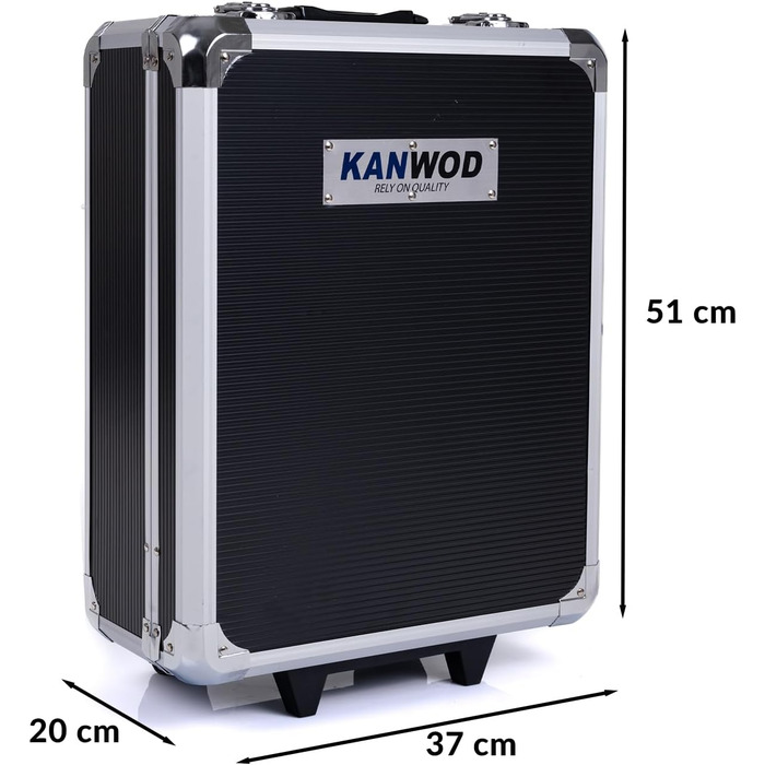 Набір інструментів KANWOD 1500 предметів в алюмінієвому кейсі на колесах - для дому, гаража, автосервісу та хобі