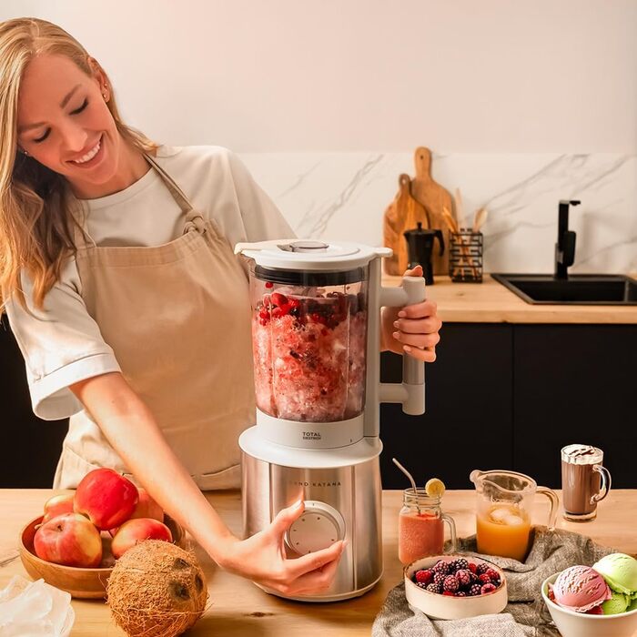 Стаціонарний блендер Cecotec Grand Katana 2700MAX Total Destroy Screen - 2700W, цифровий дисплей, 1.8л скляний глечик (білий)