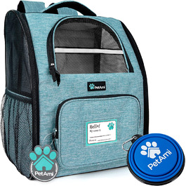 Розкішний рюкзак для домашніх тварин PetAmi для маленьких кішок і собак, цуценят, вентильований дизайн, двосторонній вхід, функції безпеки м'яка задня опора / подорожі походи, прогулянки на свіжому повітрі (океано-Блакитний)