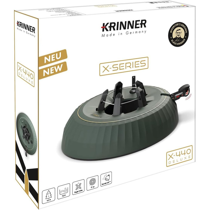 Підставка для ялинки KRINNER X-Series Deluxe X-440 з педаллю та резервуаром 11 л (до 4,4 м)