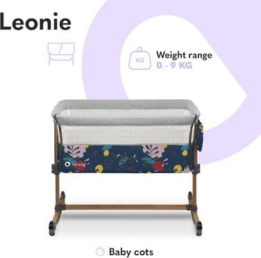 Дитяче ліжко Lionelo Leonie Plus 3 в 1 (колиска, ліжко-приліжко, гойдалка) блакитне, до 9 кг, з кошиком