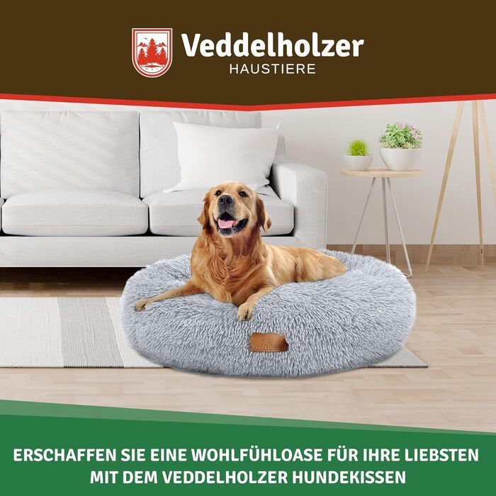 Лежак для собак Veddelholzer Ø 70 см M, миється, темно-сірий (Ø 100 см XL, світло-сірий)