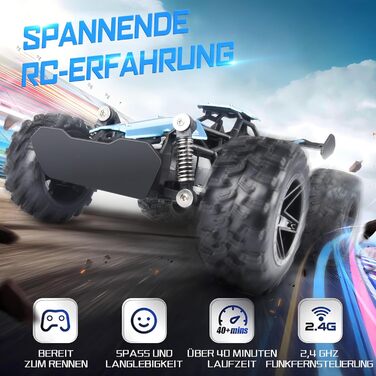 RC Автомобіль Monster Truck 1:18 2.4GHz, позашляховик, швидкість 20+ км/год, водонепроникний, синій