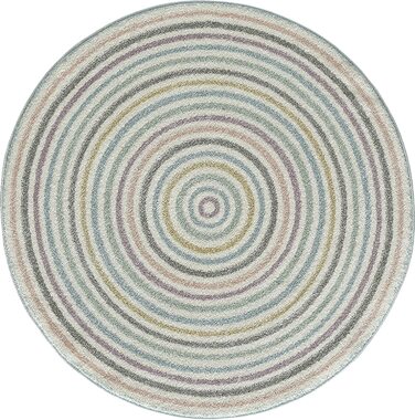Сучасний м'який дитячий килим, М'який ворс, Легкий у догляді, стійкий до фарбування, яскраві кольори, круглий, пастельний