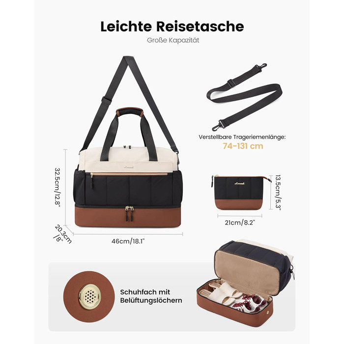 Сумка-трансформер LOVEVOOK для подорожей: легка, водонепроникна, 30L, з відділенням для взуття. Ідеальна для авіаперельотів, спортзалу та пологового будинку. (Бежевий+світло-зелений+оливковий)