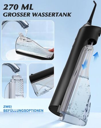 Електрична ірigator для порожнини рота Munddusche: 5 насадок, 4 режими, IPX7, для дому та подорожей