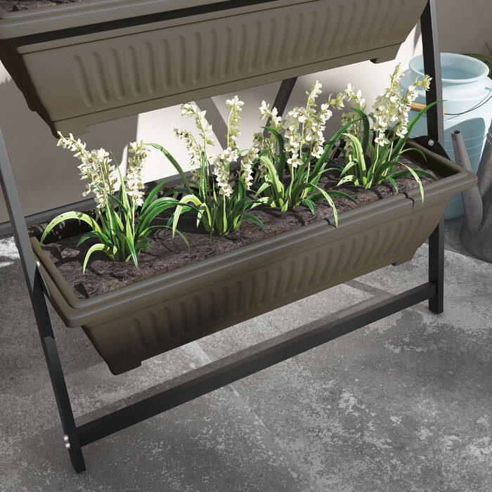 Підставка для квітів, багатоярусна, стійка до погодних умов, 76 см x 79 см x 162 см, Колір: Коричневий