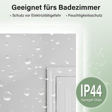 Дзеркало для ванної кімнати Badspiegel 80x60 з підсвічуванням, протизапітнінням LED, 3 колірні температури, IP44, тип C, 60L x 80B см