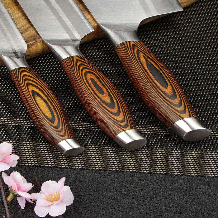 Набір ножів Wildmok 7 шт. з нержавіючої сталі, преміум-якість, з ручкою з пакавуду