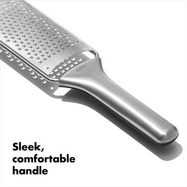 OXO Good Grips Тріскачка-тертка для овочів з контейнером з нержавіючої сталі, срібляста/чорна