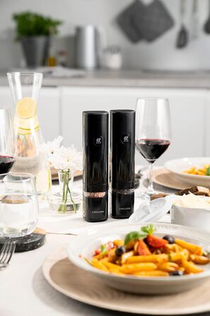 Електричні млини для солі та перцю ZWILLING Enfinigy з керамічним жорном, LED-підсвічуванням, зарядкою через USB, чорно-білі (чорний)