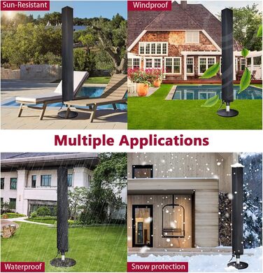 Чохол для парасольки від сонця, 153x30x30 см, водовідштовхувальний, міцний, 600D Oxford, PVC покриття, чорний