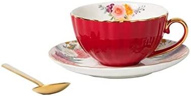 Набір чашок і блюдців для кави XNSHUN, керамічна чашка, порцелянові Чайні сервізи, чашка для кави, чаю і молока, придатна для миття в посудомийній машині, з блюдцем і кавовою ложкою (стиль а)