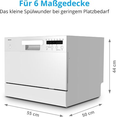 Посудомийна машина MEDION DWT60: 6 комплектів, 7 програм, ECO, AquaStop, LED дисплей, захист від дітей