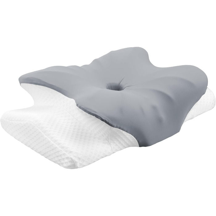 Ортопедична подушка FUNYKICH з піною з пам'яті, сірого кольору, з двома рівнями висоти (11/13 см), дихаюча та пральна, для комфортного сну на боці, спині та животі
