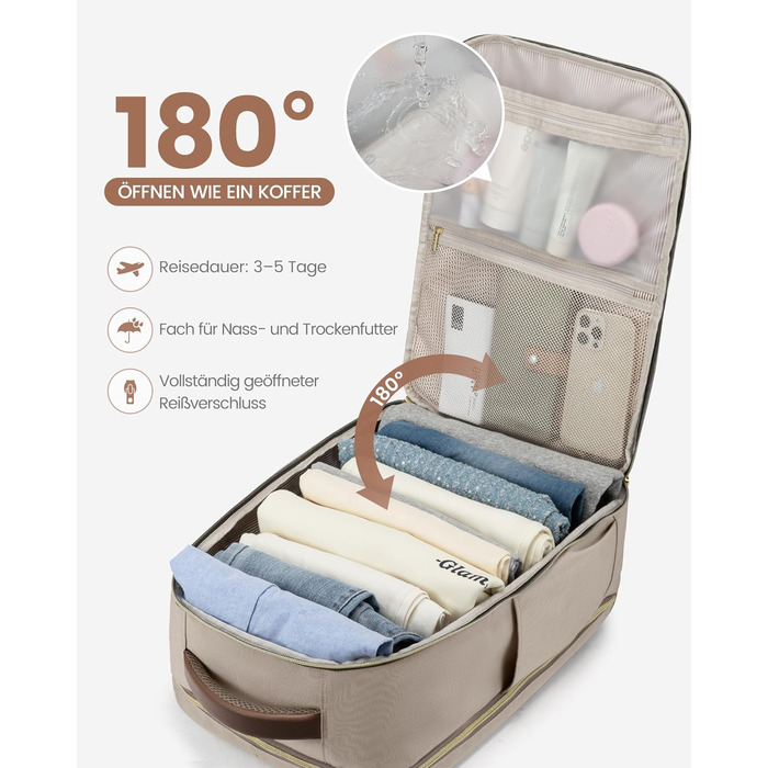 LOVEVOOK Рюкзак для ручної поклажі, 40L, великий рюкзак для жінок, водонепроникний, для ноутбука 17 дюймів, рюкзак-валіза для подорожей, роботи, бізнесу, вихідних, оливковий, світло-зелений, бежевий, оливковий (Хакі, бежевий, пісочно-коричневий)