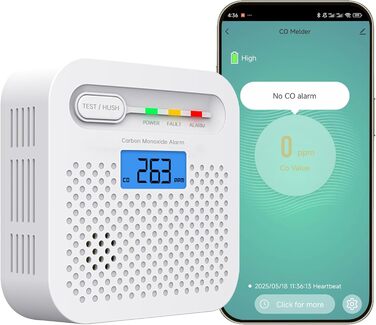 Детектор чадного газу CO з цифровим дисплеєм, портативний, для дому, авто, кухні, ресторану, готелю, офісу (WiFi)