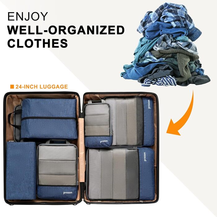 Набір компресійних органайзерів для подорожей Packing Cubes для валізи та рюкзака, 4 шт, темно-синій