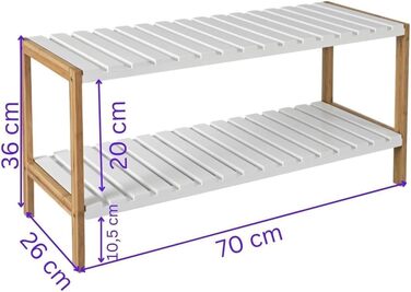 Бамбукова підставка для взуття Terra Home (2 полиці, 70x36x26 см)