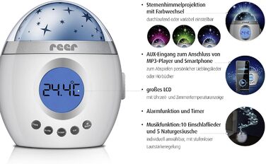 Нічник MyMagicStarlight зі зірковим проєктором та музикою, пластик, білий, 1 шт.