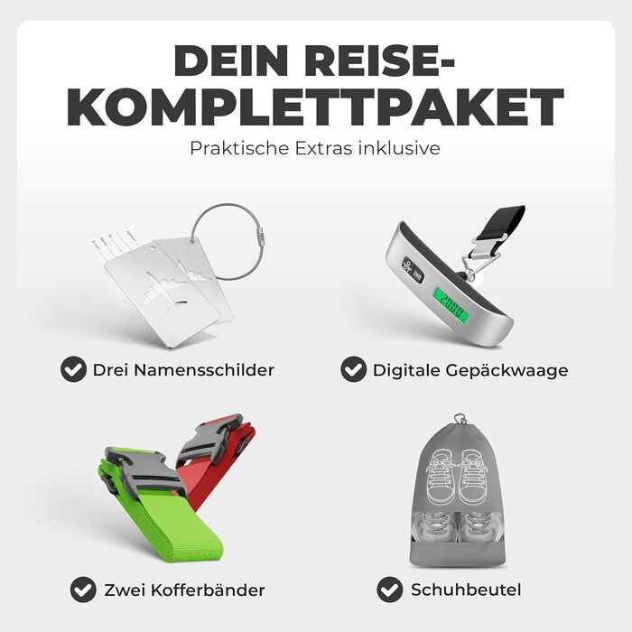 Набір валіз Onbest 3 шт. XXL – Чорний: 20', 24', 28' з ABS-пластику, з колесами, включає цифрові ваги