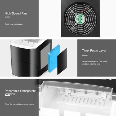 Льодогенератор побутовий Eiswürfelmaschine 12 кг/добу, швидкий (9 кубиків за 6-8 хв), компактний, портативний для дому, кухні, бару