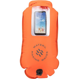 Водяний буй 28 л - Віконце для перегляду мобільного телефону - Водонепроникний сухий мішок - Плавання та триатлон на відкритій воді - Помітний колір - Регульований ремінь - Надувний (макс. 60 символів)