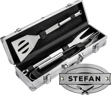 Набір для гриля AMAVEL з гриль-посудом та гравіюванням, персоналізований з ім'ям, з лопаткою, виделкою та щипцями, з нержавіючої сталі, подарунок для чоловіків