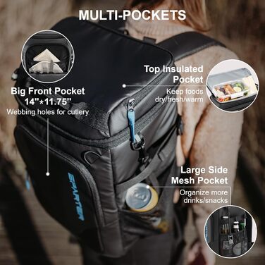 Рюкзак-холодильник SPARTER, 49 доз. об'єм, ізольований, водовідштовхувальний, легкий, для пляжу, подорожей, кемпінгу, обід