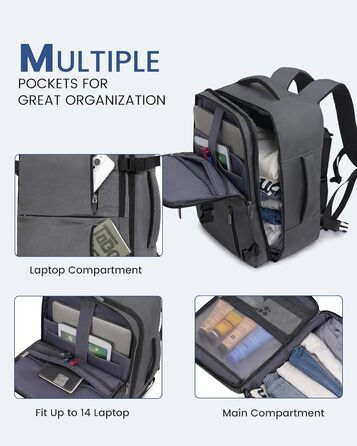 Рюкзак ручної об'єм 40x30x20 LOVEVOOK: Рюкзак для подорожей, 24л, з USB, для ноутбука 14