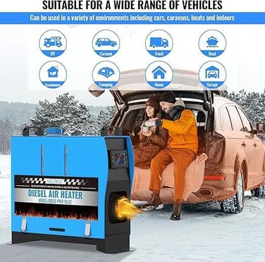 8KW дизельний обігрівач, 12V, з пульт дистанційного керування та LCD-екраном, для авто, RV, човнів, вантажівок, 8KW, блакитний