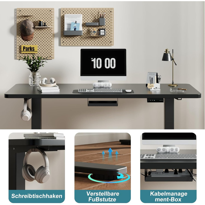 Електричний столик-трансформер Devoko з регулюванням висоти 60-125 см, 3 пам'яті, чорний