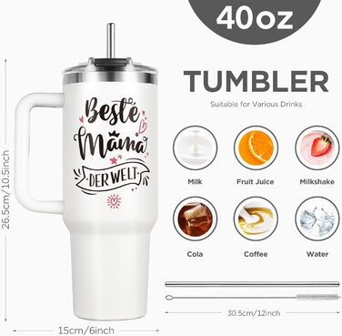 Термокружка 40oz з кришкою та трубочкою - подарунок мамі на день народження, на Різдво, від дочки/сина