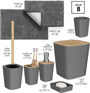 Набір аксесуарів для ванної кімнати Clara Clark Bad-Set Hunter Green (6 предметів) – зелений, повний комплект + килимок для ванної