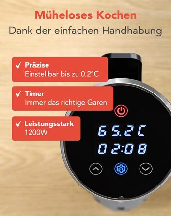 Су-від прилад KitchenBrothers - Су-від стік - Су-від набір - для приготування їжі за технологією су-від - 1200W, чорний, з аксесуарами