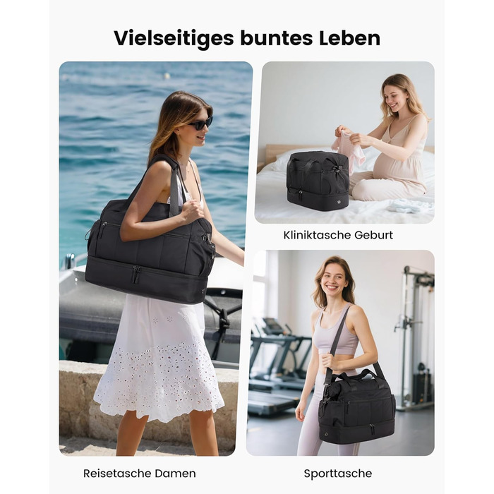 Сумка-трансформер LOVEVOOK для подорожей: жіноча, легка, 30L, водонепроникна, з відділенням для взуття, для авіаперельотів, спортзал, клініка, пологовий будинок