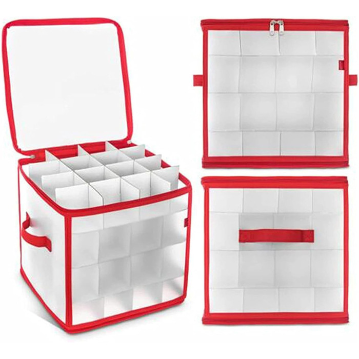Коробка для зберігання 64 новорічних кулі - Складана сумка для прикрас - Регульовані перегородки та ручки - Пилсторостісна декор-коробка (2 шт.)