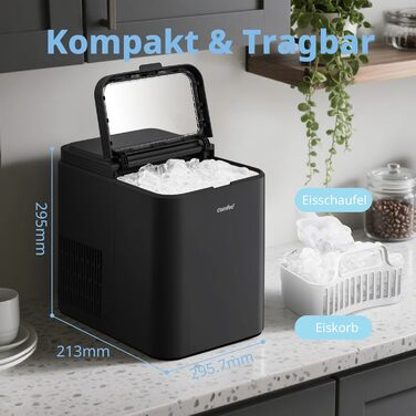 Льодогенератор Comfee RCI12GY1EU(E) 12 кг/24 год, 1.3 л, самоочищення, чорний