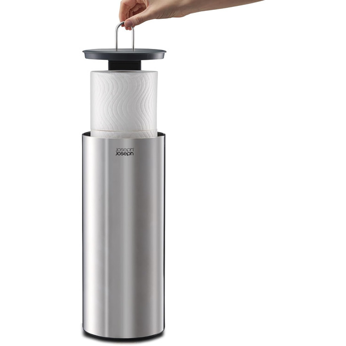 Диспенсер для туалетного паперу Joseph Joseph EasyStore Luxe з кришкою, нержавіюча сталь, на 3 рулони