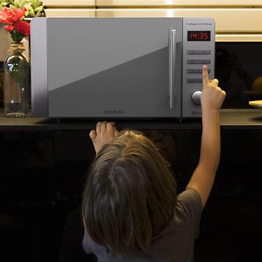 Мікрохвильова піч Cecotec Pro Clean 5020 Mirror 20л, 700 Вт, нержавіюча сталь, LCD дисплей, 8 програм, 3D Wave, функція Ready 2 Clean