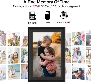 Цифровий фоторамка Frameo з Wi-Fi, 10.1 дюйми, 32GB, сенсорний екран, автоповорот