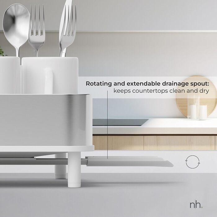 Сушарка для посуду висувна з нержавіючої сталі біла | сучасний мінімалістичний дизайн