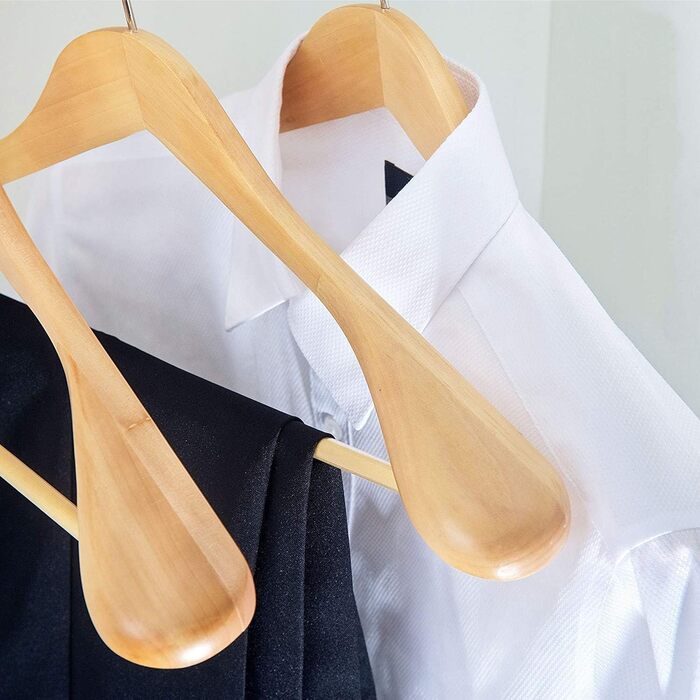 10 дерев'яних плечиків для костюмів: широкі, з неслизьким покриттям, 360° обертання - ідеально для сорочок, пальто, жакеток, штанів (горіх, преміум-якість)